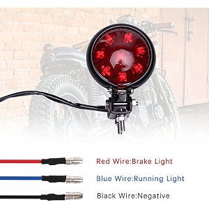 vagary motorcycle tail light led bates style bullet brake stop rear lamp compatible with cafe racer bobber chopper bonneville red