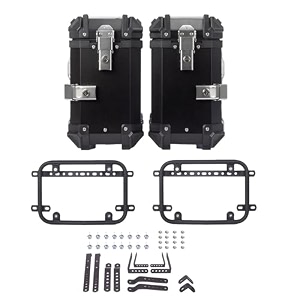 vagary universal aluminum 38l side pannier box motorcycle rear luggage trunk tool storage box with rack fit most of bikes black