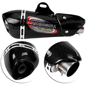 vagary universal alpha bike exhaust muffler with db killer silencer carbon black