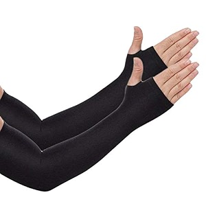 vagary uv-protection arm sleeves hand socks for men and women unisex used for drivinghiking sportsbiking cycling black