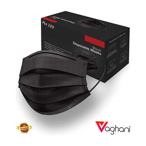 vaghani 100 pcsblack nose pin meltblown iso mark pharmaceutical primium quality mask 3 ply polluation melt blown mask 100 pcs  black  75 gsm  surgical mask with melt blown fabric layer
