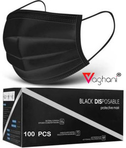 vaghani 100 units disposable 3 ply surgical mask with thick melt blown smms filter anti-virus anti-bacteria anti-pollution mask with nose clip surgical mask with melt blown fabric layer surgical mask with melt blown fabric layer black free size pack of 100 3 ply 3 ply surgical mask 100 piece  black  with pin  who approval  surgical mask with melt blown fabric layer