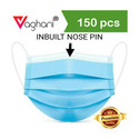 Vaghani 100Pcs Blue Polluation Meltblown Mask With Nose Pin 3 Ply Polluation Mask 100 Pcs ( Blue )( 75 Gsm )( Export Quality)) Surgical Mask With Melt Blown Fabric Layer