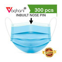Vaghani 300Pcs Blue Polluation Meltblown Mask With Nose Pin 3 Ply Polluation Mask 300 Pcs ( Blue )( 75 Gsm )( Export Quality)) Surgical Mask With Melt Blown Fabric Layer