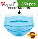 Vaghani 350Pcs Blue Polluation Meltblown Mask With Nose Pin 3 Ply Polluation Mask 350 Pcs ( Blue )( 75 Gsm )( Export Quality)) Surgical Mask With Melt Blown Fabric Layer