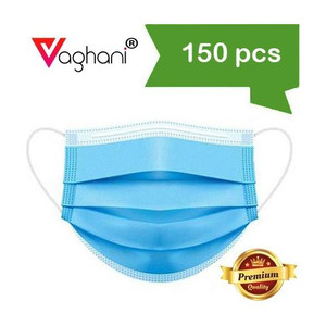 vaghani vaghani disposable 3 ply pharmaceutical breathable surgical pollution face mask with 3 layer filtration for men women kids with for comfortable fit with bacterial filtration iso certified 150 units disposable 3 ply pharmaceutical breathable surgical pollution face mask with 3 layer filtration for men women kids surgical mask surgical mask blue free size pack of 150 3 ply 3 ply surgical mask 150 piece  with nose pin  primium quality  surgical mask with melt blown fabric layer