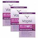Vagisil Anti-Itch Medicated Feminine Intimate Wipes for Women, Maximum Strength, Gynecologist Tested, 12 Wipes (Pack of 3)