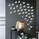 VAH- Kya Bat Hai !! Butterfly Silver - 3D Acrylic Mirror Decorative Mirror Wall Sticker (Pack of 30, Framed)