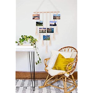 vah hanging photo display macrame wall hanging pictures organizer decor bohemian with wood clips home restaurants cafe hotels decoration items