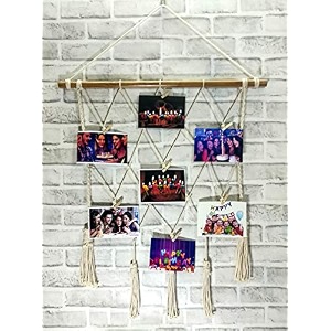 vah hanging photo display macrame wall hanging pictures organizer home decor bohemian home decor with wood clips macrame zig