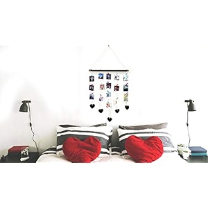vah hanging photo display macrame wall hanging pictures organizer home decor bohemian home decor with wood clips macrame heart