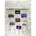 VAH Hanging Photo Display Macrame Wall Hanging Pictures Organizer Home Decor, Bohemian Home Decor, with Wood Clips (Macrame Zig)