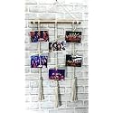 Vah Wood Photo Display Macrame Wall Hanging Pictures Organizer with Clips - Macrame 3 Line (Multicolor)