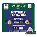 VAHDAM, Butterfly Pea Flower Tea Bags (40 Pyramid Teabags) Vegan, Non-GMO | Delicate & Earthy | Direct From Source - Plant Based Biodegradable Tea Bags | Brew Iced Tea, Cooking, Mocktails & Cocktails