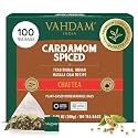 VAHDAM Cardamom Chai Tea Bags (100 Count) Masala Chai in Pyramid Tea Bags