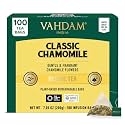 VAHDAM Chamomile Tea (100 Pyramid Tea Bags) High Quality Whole Flowers Resealable Ziplock Pouch for Lasting Freshness | Sweet & Floral | 100% Pure & Natural Herbal Tea/Tisane | Caffeine & GMO Free