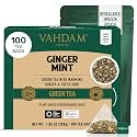 VAHDAM Ginger Mint Green Tea Bags (100 Count) Whole Leaf Pyramid Teabags