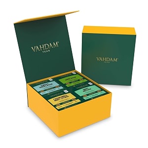 vahdam assorted green tea sampler - 60 tea bags  100 natural gluten-free  tea gift set - himalayan green tea sweet himalayan chamomile mint citrus mint melody  tea gifts for men amp women