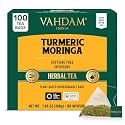 VAHDAM, Turmeric Moringa Tea Bags (100 Herbal Tea Bags) Caffeine Free, Non GMO | 100% Pure Herbal Blend - Sweet &amp; Earthy | Resealable Ziplock Pouch