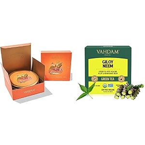 vahdam turmeric spiced tea gift set amp vahdam organic giloy neem detox green tea bags 15 tbs