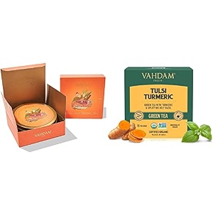 vahdam turmeric spiced tea gift set amp vahdam tulsi  turmeric green tea
