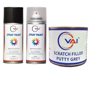vai automotive spray paint splendid silver rc colour name  gc compatible for maruti 450 ml with scratch filler putty grey 200 gms for car bike with 1 putty knife and 320 grits