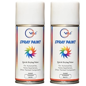 vai spray paint can compatible for maruti suzuki superior white - 225ml and primer surfacer white-225 ml pack of 2 pcs for maruti suzuki cars like alto 800 wagon r eeco pack of 2