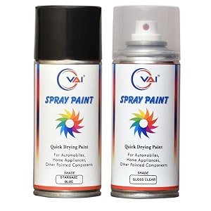 vai touch up spray paint compatible for maruti suzuki stargaze blue - 225ml amp gloss clear - 225ml  for baleno ignis  diy scratch remover kit  pack of 2 fast drying auto spray
