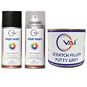 VAI Touch Up Spray Paint Compatible for Maruti Suzuki Nexa Blue &amp; Gloss Clear - 450ml | Includes Scratch Filler Putty (200g), Putty Knife &amp; 320 Grit Sandpaper | Car &amp; Bike Touch-Up Kit