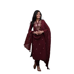 Vaibhaav Associate Womens Cotton Embroidery work Straight