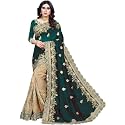 Niza Fashion Women's Plain Weave Silk Embroidery Work Saree with Blouse Piece (Rukmani, Rama)