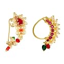 Small Size Traditional Maharashtrian Nose ring for women without piercing Pearl Gold Plated Nath Clip On Nose Ring For Girls (Pack of 2)