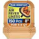 150 Pcs 8" Square Air Fryer Liners Disposable, Square AirFryers Paper