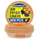 Vailnd Air Fryer Liners Disposable, 305 PCS 8" Round Air Fryer Paper Liners