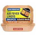 Air Fryer Paper Liners, 205 PCS 8.5" Rectangle Parchment Paper for 8-12 QT
