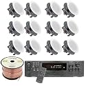 Vaiyer Home Audio System Kit, 6-Channel 6000 Watts Bluetooth Amplifier with 6.5" 12 QTY of 200 W Each Frameless in-Ceiling Speakers &amp; 16 AWG 500 ft. Speaker Wire - Perfect for Home, Office, Restaurant