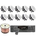 Vaiyer Home Audio System Kit, 6-Channel 6000 Watts Bluetooth Amplifier with 6.5" 10 Qty of 200 W Each Frameless in-Ceiling Speakers & 16 AWG 500 ft Speaker Wire - Perfect for Home, Office, Restaurant