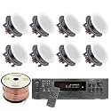 Vaiyer Home Audio System Kit, 6-Channel 6000 Watts Bluetooth Amplifier with 6.5" 8 QTY of 200 W Each Frameless in-Wall in-Ceiling Speakers &amp; 16 AWG 500 ft. Speaker Wire - Perfect for Home, Office, Bar