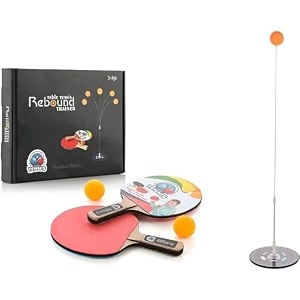 table tennis trainer toys for kids amp adults  rebound rackets and balls base training practice set  outdoor indoor games for boys amp girls black