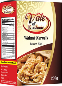 vale of kashmir walnut kernels brown half  vacuum pack  kashmiri walnuts without shell walnuts 1 x 200 g