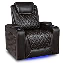 Valencia Oslo Home Theater Seating | Premium Top Grain Italian Nappa 11000 Leather, Power Recliner, Power Headrest, LED Lighting (Single Seat, Dark Chocolate)