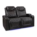Valencia Oslo Home Theater Seating | Premium Top Grain Italian Nappa 11000 Leather, Power Recliner, Power Headrest, LED Lighting (Row of 2 Loveseat, Dark Chocolate)