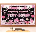 Valentine's Day Bulletin Board Decorations Set Pink Love Heart Paper Cutouts for Happy Valentine's Day Classroom Decorations Valentines Bulletin Board for School Home Classroom Chalkboard Wall Decor