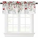 Valentine's Day Curtain Valances for Windows, Light Filtering Thermal Insulated Windows Curtains Decoration Romantic Rose Valance Curtains for Kitchen Cafe Bedroom Living Kid Room Decor 42x12in