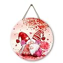 Valentine's Day Gnomes Door Hangers Red Hearts Rose Front Door Sign Wooden Porch Wall Sign Anniversary Wedding Holiday Home Garden Hanging Decorations