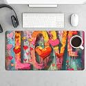Valentine's Day Retro Heart Extended Gaming Mouse Pad, with Stitched Edges Large Mouse Pad Desk Protector, Rubber Base Mousepad Keyboard Mouses Mat for Work Game Office Home 32"X16",E498