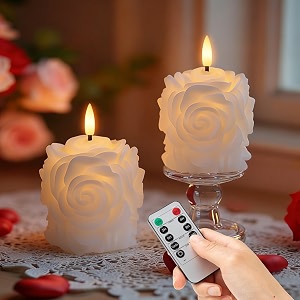 Valentine Day Rose Flameless Candles with Remote