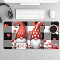 Valentine Gnome Extended Gaming Mouse Pad, with Stitched Edges Large Mouse Pad Desk Protector, Rubber Base Mousepad Keyboard Mouses Mat for Work Game Office Home 32"X16",E11