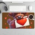 Valentine Mountain Cattle Extended Gaming Mouse Pad, with Stitched Edges Large Mouse Pad Desk Protector, Rubber Base Mousepad Keyboard Mouses Mat for Work Game Office Home 32"X16",E62