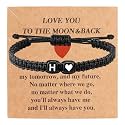 Valentines Day Gifts for Him Her Heart Love Letter Initial Matching Couple Bracelets for Women Men Teen Gifts Best Friend Graduation Birthday Gifts A-Z Braided Bracelet Son Daughter Dad Jewelry